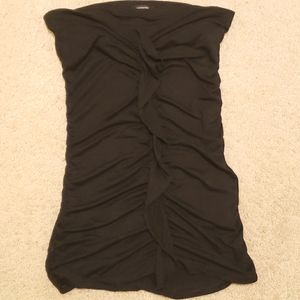 Express strapless ruched top with shelf bra